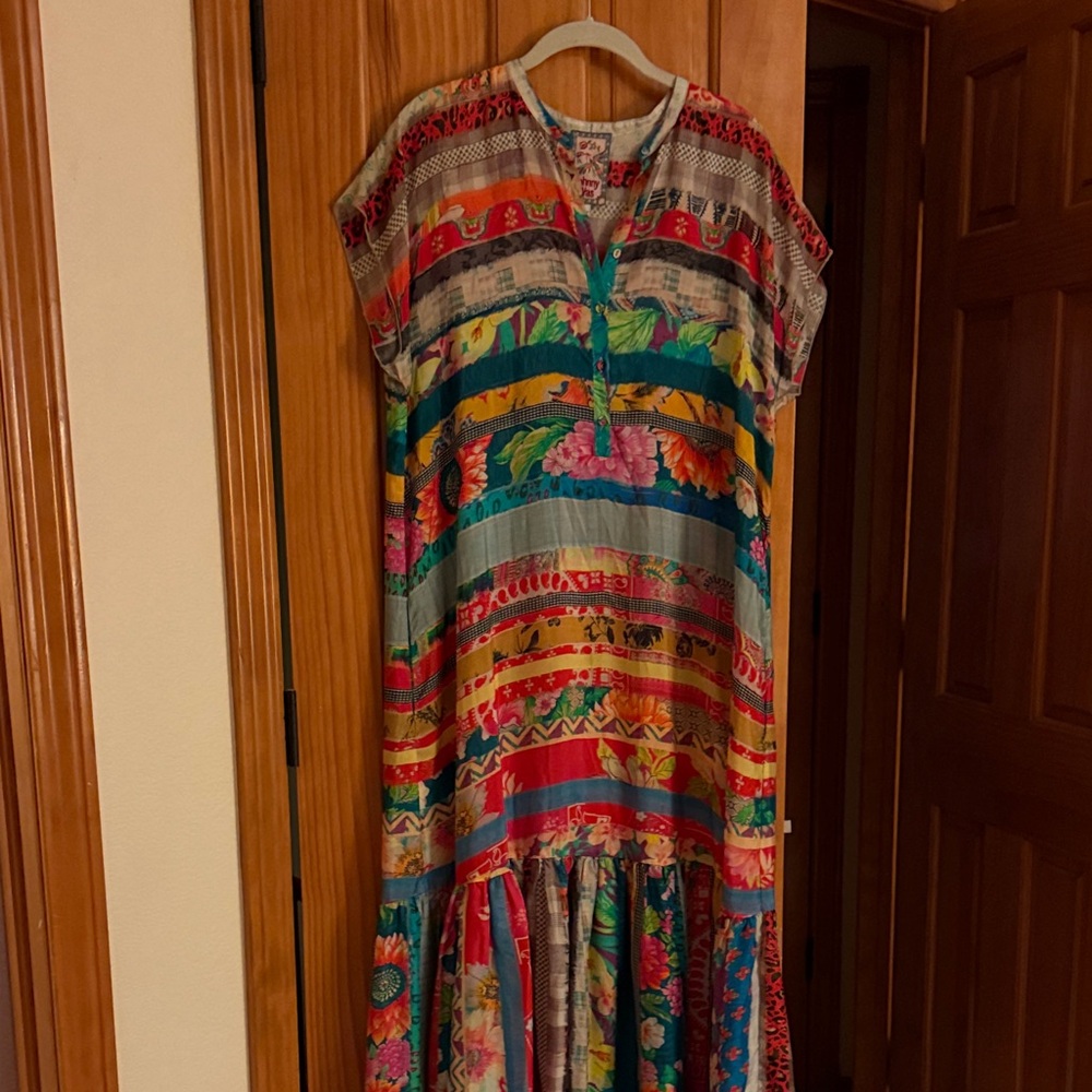 Johnny Was Multicolor Embroidered Patchwork Top